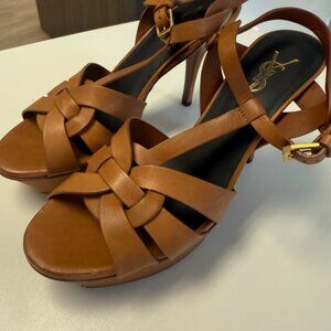 Yves Saint Laurent Dark Beige Leather Tribute Sandals Size Eu37/7US